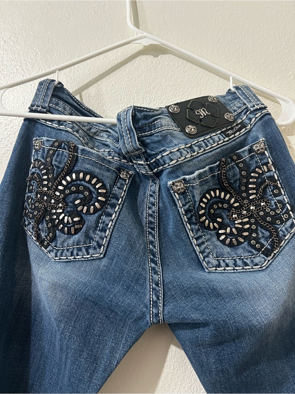Women’s Embellished Back Pocket Bootcut Miss Me Jeans - Medium Blue - Picture 3 of 6